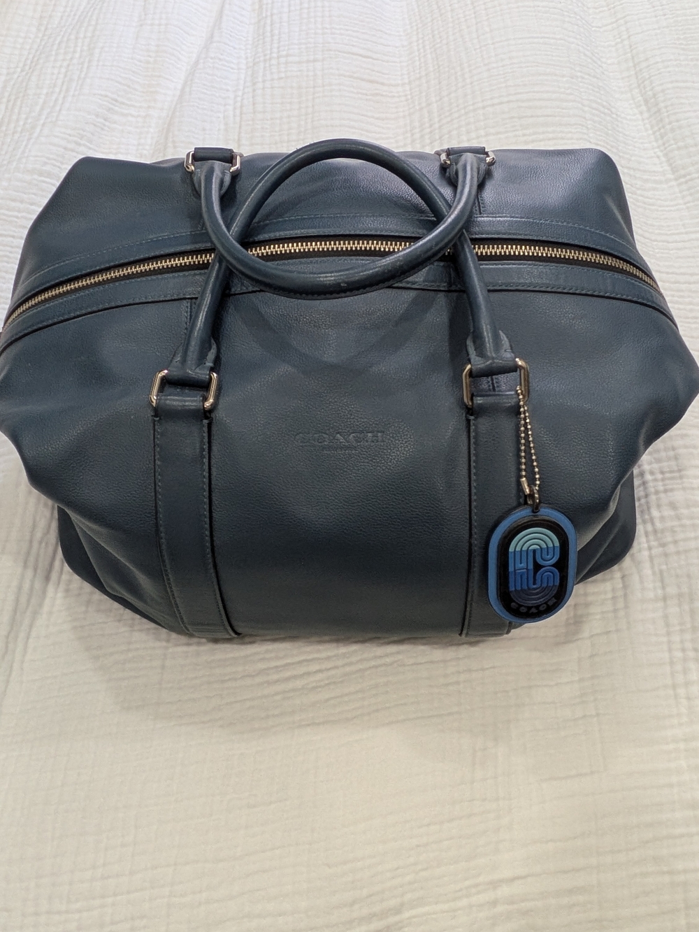 Coach Navy Leather Carryall